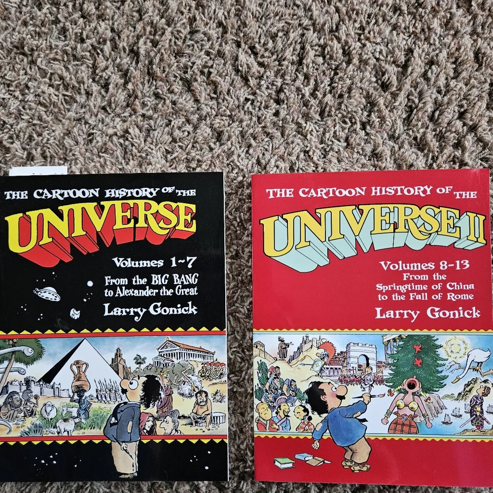 THE CARTOON HISTORY OF THE UNIVERSE & UNIVERSE II Book Set by Larry Gonick